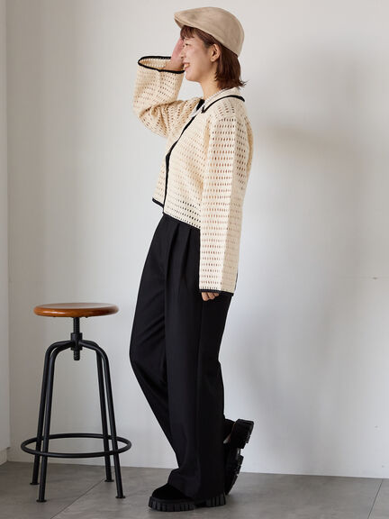 ◎襟付きカーディガン(ブラック/ブラウン/キナリ)|ehka sopo(エヘカソポ)通販