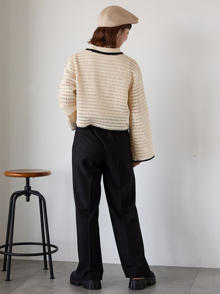 ◎襟付きカーディガン(ブラック/ブラウン/キナリ)|ehka sopo(エヘカソポ)通販