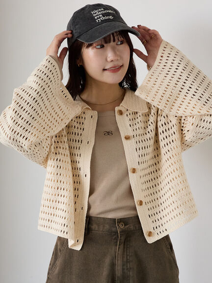 ◎襟付きカーディガン(ブラック/ブラウン/キナリ)|ehka sopo(エヘカソポ)通販