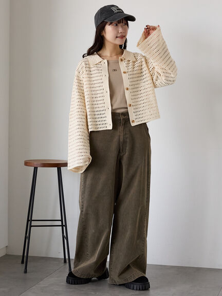 ◎襟付きカーディガン(ブラック/ブラウン/キナリ)|ehka sopo(エヘカソポ)通販