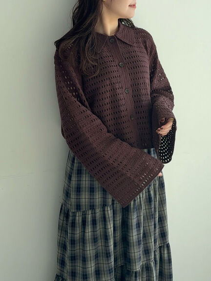 ◎襟付きカーディガン(ブラック/ブラウン/キナリ)|ehka sopo(エヘカソポ)通販