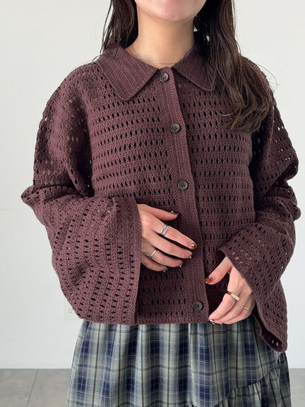 ◎襟付きカーディガン(ブラック/ブラウン/キナリ)|ehka sopo(エヘカソポ)通販