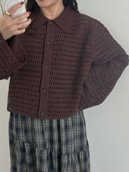 ◎襟付きカーディガン(ブラック/ブラウン/キナリ)|ehka sopo(エヘカソポ)通販