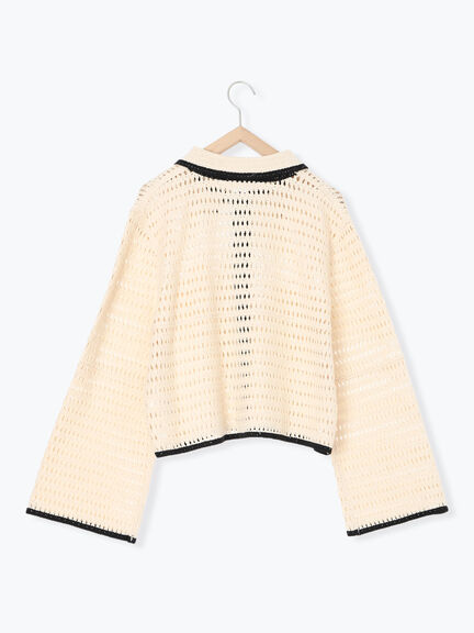 ◎襟付きカーディガン(ブラック/ブラウン/キナリ)|ehka sopo(エヘカソポ)通販