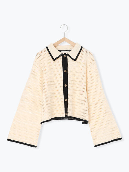 ◎襟付きカーディガン(ブラック/ブラウン/キナリ)|ehka sopo(エヘカソポ)通販