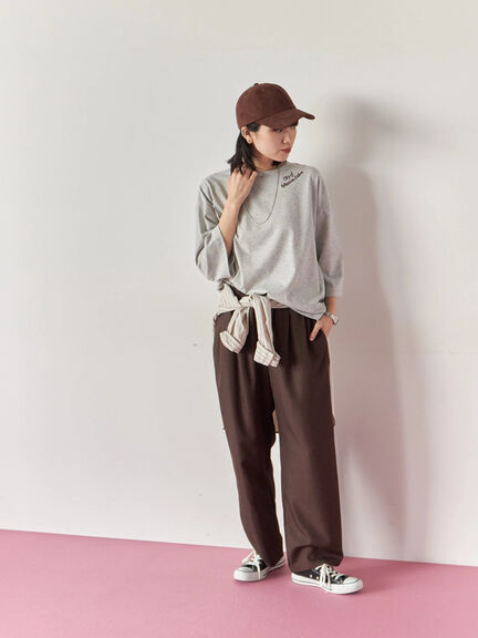 チェーン刺繍7分袖プルオーバー(オフホワイト/チャコールグレー/グリーン/ネイビー/TOPグレー)|Samansa Mos2 blue(サマンサモスモス ブルー)通販