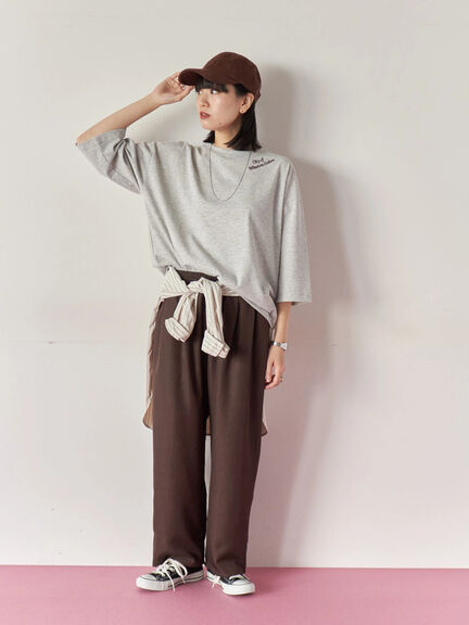 チェーン刺繍7分袖プルオーバー(オフホワイト/チャコールグレー/グリーン/ネイビー/TOPグレー)|Samansa Mos2 blue(サマンサモスモス ブルー)通販