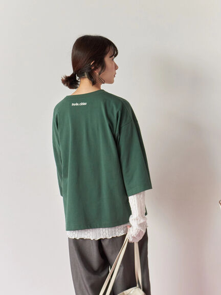 チェーン刺繍7分袖プルオーバー(オフホワイト/チャコールグレー/グリーン/ネイビー/TOPグレー)|Samansa Mos2 blue(サマンサモスモス ブルー)通販