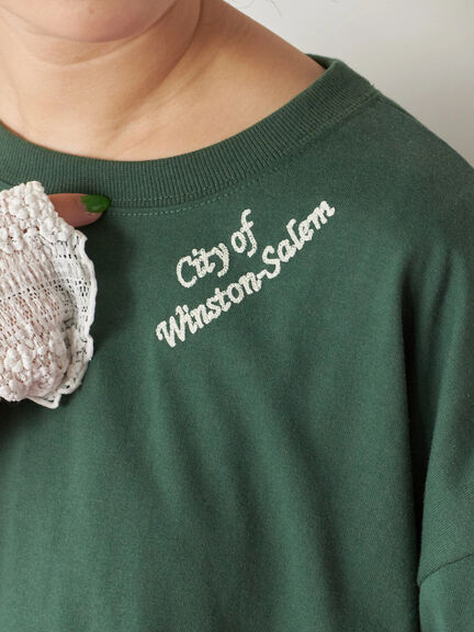 チェーン刺繍7分袖プルオーバー(オフホワイト/チャコールグレー/グリーン/ネイビー/TOPグレー)|Samansa Mos2 blue(サマンサモスモス ブルー)通販