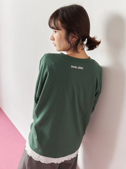 チェーン刺繍7分袖プルオーバー(オフホワイト/チャコールグレー/グリーン/ネイビー/TOPグレー)|Samansa Mos2 blue(サマンサモスモス ブルー)通販