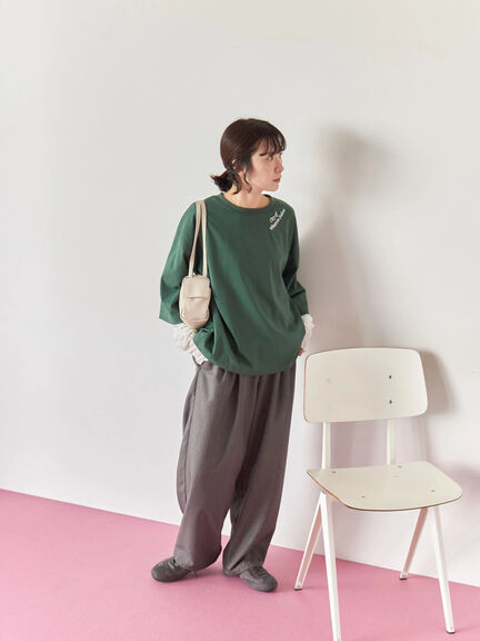 チェーン刺繍7分袖プルオーバー(オフホワイト/チャコールグレー/グリーン/ネイビー/TOPグレー)|Samansa Mos2 blue(サマンサモスモス ブルー)通販