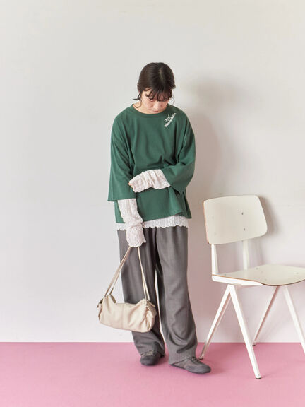 チェーン刺繍7分袖プルオーバー(オフホワイト/チャコールグレー/グリーン/ネイビー/TOPグレー)|Samansa Mos2 blue(サマンサモスモス ブルー)通販