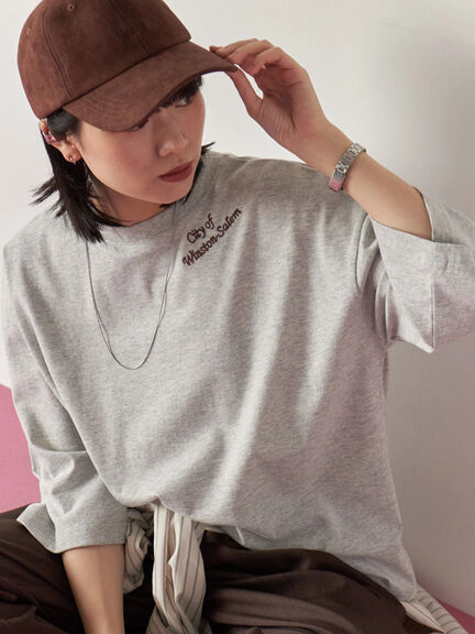 チェーン刺繍7分袖プルオーバー(オフホワイト/チャコールグレー/グリーン/ネイビー/TOPグレー)|Samansa Mos2 blue(サマンサモスモス ブルー)通販