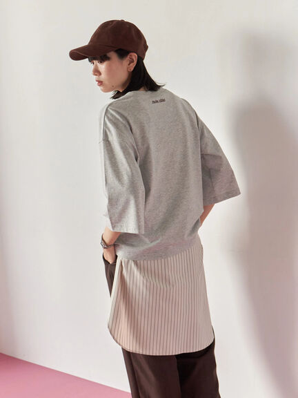 チェーン刺繍7分袖プルオーバー(オフホワイト/チャコールグレー/グリーン/ネイビー/TOPグレー)|Samansa Mos2 blue(サマンサモスモス ブルー)通販