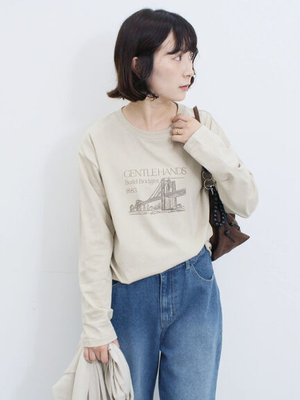 アソートプリントロンT(オフホワイト/チャコールグレー/ベージュ/ダークオレンジ/ブルー)|Samansa Mos2 blue(サマンサモスモス ブルー)通販