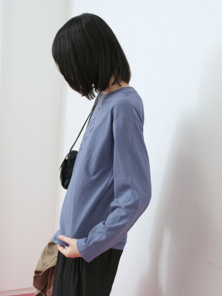 アソートプリントロンT(オフホワイト/チャコールグレー/ベージュ/ダークオレンジ/ブルー)|Samansa Mos2 blue(サマンサモスモス ブルー)通販