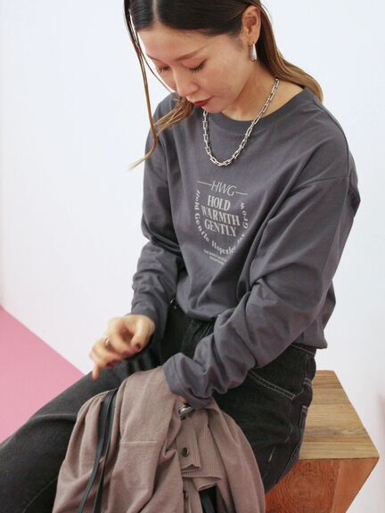 アソートプリントロンT(オフホワイト/チャコールグレー/ベージュ/ダークオレンジ/ブルー)|Samansa Mos2 blue(サマンサモスモス ブルー)通販