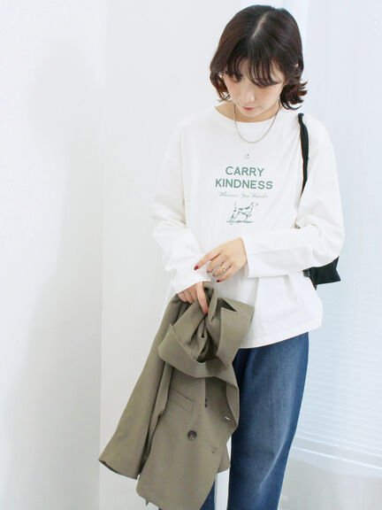 アソートプリントロンT(オフホワイト/チャコールグレー/ベージュ/ダークオレンジ/ブルー)|Samansa Mos2 blue(サマンサモスモス ブルー)通販