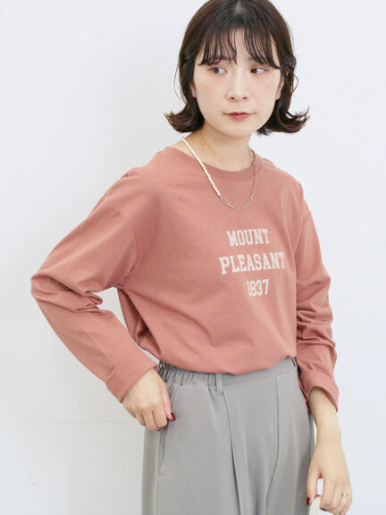 アソートプリントロンT(オフホワイト/チャコールグレー/ベージュ/ダークオレンジ/ブルー)|Samansa Mos2 blue(サマンサモスモス ブルー)通販