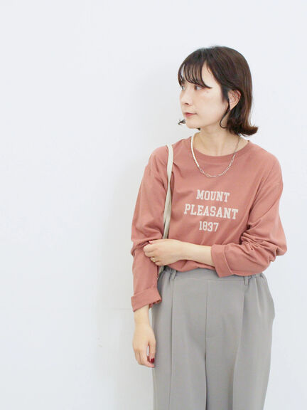 アソートプリントロンT(オフホワイト/チャコールグレー/ベージュ/ダークオレンジ/ブルー)|Samansa Mos2 blue(サマンサモスモス ブルー)通販