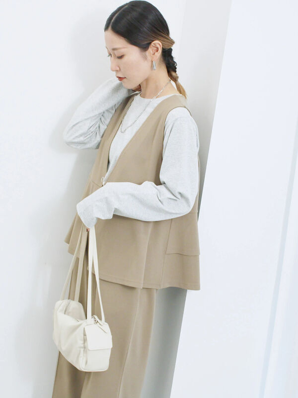 ペプラムベスト(セットアップ可)(カーキ)|Samansa Mos2 blue(サマンサモスモス ブルー)通販