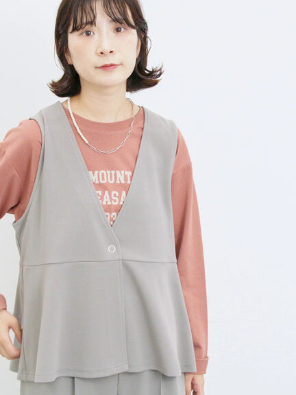 ペプラムベスト(セットアップ可)(グレー/チャコールグレー/ブラウン/カーキ)|Samansa Mos2 blue(サマンサモスモス ブルー)通販