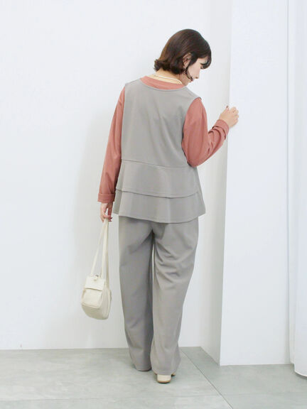 ペプラムベスト(セットアップ可)(グレー/チャコールグレー/ブラウン/カーキ)|Samansa Mos2 blue(サマンサモスモス ブルー)通販