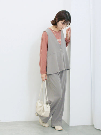 ペプラムベスト(セットアップ可)(グレー/チャコールグレー/ブラウン/カーキ)|Samansa Mos2 blue(サマンサモスモス ブルー)通販