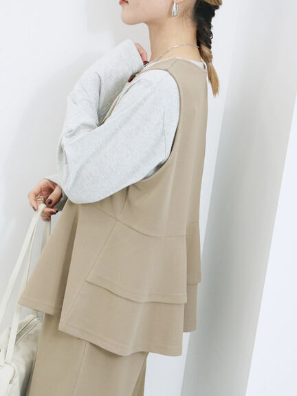 ペプラムベスト(セットアップ可)(グレー/チャコールグレー/ブラウン/カーキ)|Samansa Mos2 blue(サマンサモスモス ブルー)通販