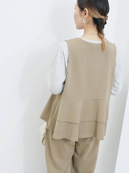 ペプラムベスト(セットアップ可)(グレー/チャコールグレー/ブラウン/カーキ)|Samansa Mos2 blue(サマンサモスモス ブルー)通販