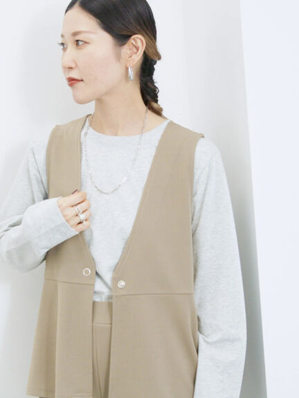 ペプラムベスト(セットアップ可)(グレー/チャコールグレー/ブラウン/カーキ)|Samansa Mos2 blue(サマンサモスモス ブルー)通販