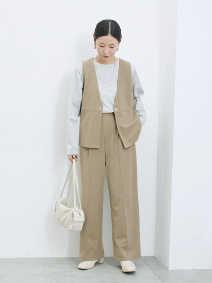 ペプラムベスト(セットアップ可)(グレー/チャコールグレー/ブラウン/カーキ)|Samansa Mos2 blue(サマンサモスモス ブルー)通販