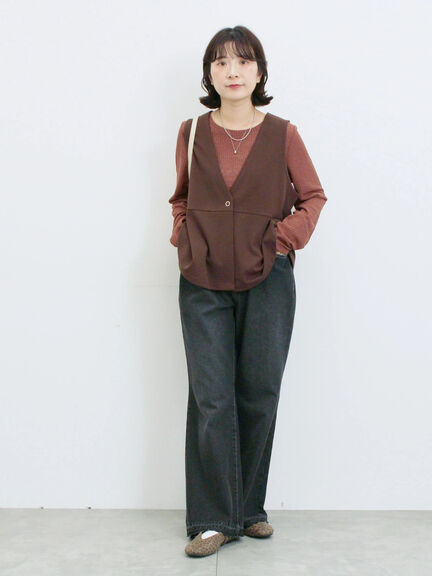 ペプラムベスト(セットアップ可)(グレー/チャコールグレー/ブラウン/カーキ)|Samansa Mos2 blue(サマンサモスモス ブルー)通販