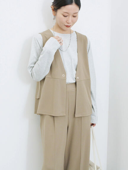 ペプラムベスト(セットアップ可)(グレー/チャコールグレー/ブラウン/カーキ)|Samansa Mos2 blue(サマンサモスモス ブルー)通販