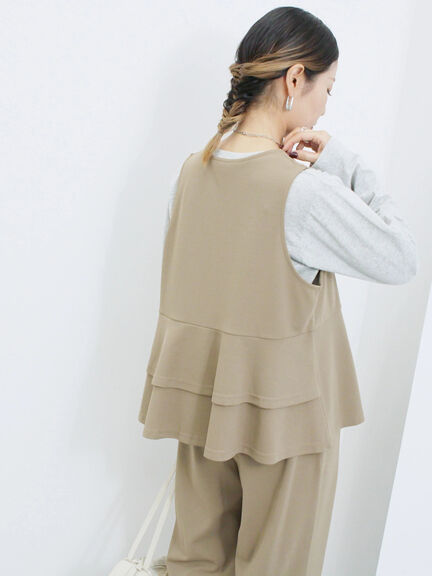 ペプラムベスト(セットアップ可)(グレー/チャコールグレー/ブラウン/カーキ)|Samansa Mos2 blue(サマンサモスモス ブルー)通販