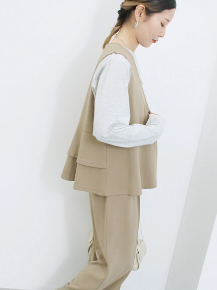 ペプラムベスト(セットアップ可)(グレー/チャコールグレー/ブラウン/カーキ)|Samansa Mos2 blue(サマンサモスモス ブルー)通販