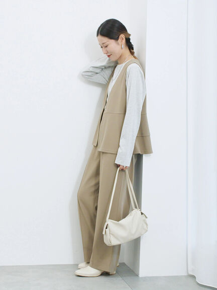 ペプラムベスト(セットアップ可)(グレー/チャコールグレー/ブラウン/カーキ)|Samansa Mos2 blue(サマンサモスモス ブルー)通販