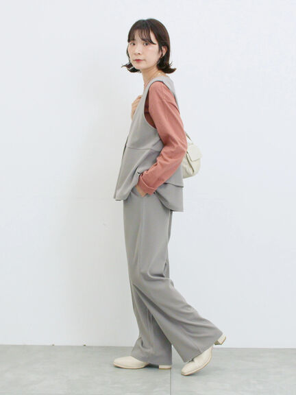 ペプラムベスト(セットアップ可)(グレー/チャコールグレー/ブラウン/カーキ)|Samansa Mos2 blue(サマンサモスモス ブルー)通販