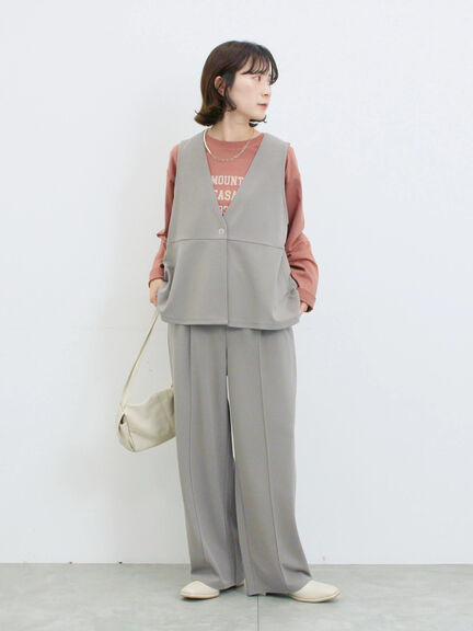 ペプラムベスト(セットアップ可)(グレー/チャコールグレー/ブラウン/カーキ)|Samansa Mos2 blue(サマンサモスモス ブルー)通販