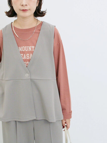 ペプラムベスト(セットアップ可)(グレー/チャコールグレー/ブラウン/カーキ)|Samansa Mos2 blue(サマンサモスモス ブルー)通販