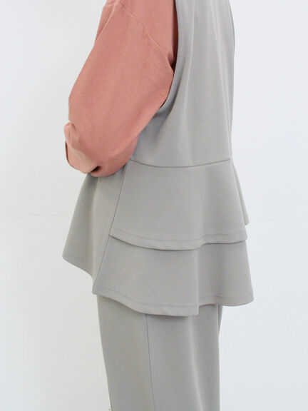 ペプラムベスト(セットアップ可)(グレー/チャコールグレー/ブラウン/カーキ)|Samansa Mos2 blue(サマンサモスモス ブルー)通販