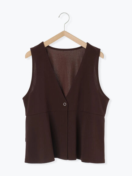 ペプラムベスト(セットアップ可)(グレー/チャコールグレー/ブラウン/カーキ)|Samansa Mos2 blue(サマンサモスモス ブルー)通販