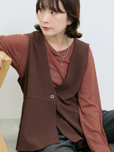 ペプラムベスト(セットアップ可)(グレー/チャコールグレー/ブラウン/カーキ)|Samansa Mos2 blue(サマンサモスモス ブルー)通販