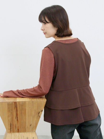 ペプラムベスト(セットアップ可)(グレー/チャコールグレー/ブラウン/カーキ)|Samansa Mos2 blue(サマンサモスモス ブルー)通販