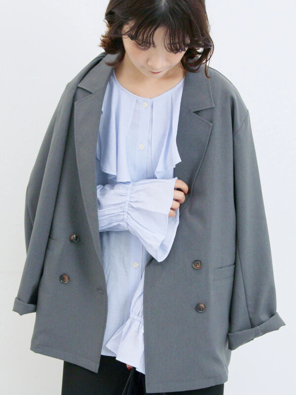 アソートダブルジャケット(チャコールグレー)|Samansa Mos2 blue(サマンサモスモス ブルー)通販