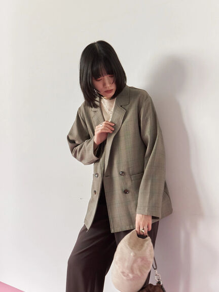 アソートダブルジャケット(チャコールグレー/ベージュ/ブラウン/カーキ)|Samansa Mos2 blue(サマンサモスモス ブルー)通販