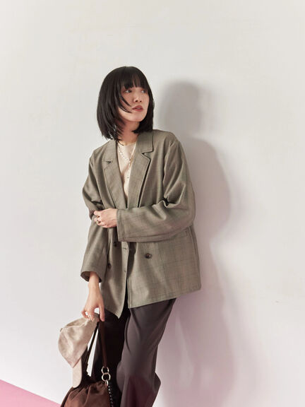 アソートダブルジャケット(チャコールグレー/ベージュ/ブラウン/カーキ)|Samansa Mos2 blue(サマンサモスモス ブルー)通販