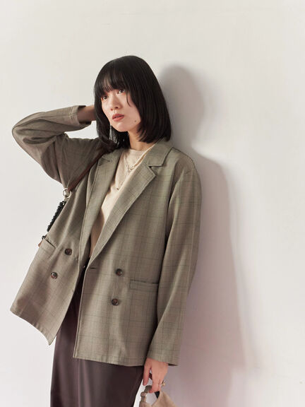 アソートダブルジャケット(チャコールグレー/ベージュ/ブラウン/カーキ)|Samansa Mos2 blue(サマンサモスモス ブルー)通販