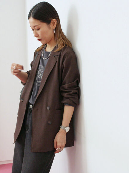 アソートダブルジャケット(チャコールグレー/ベージュ/ブラウン/カーキ)|Samansa Mos2 blue(サマンサモスモス ブルー)通販