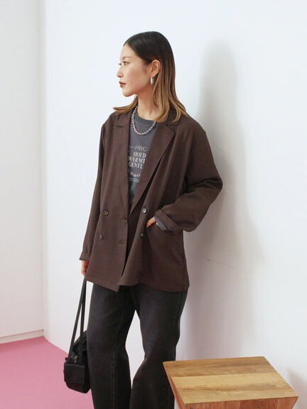 アソートダブルジャケット(チャコールグレー/ベージュ/ブラウン/カーキ)|Samansa Mos2 blue(サマンサモスモス ブルー)通販